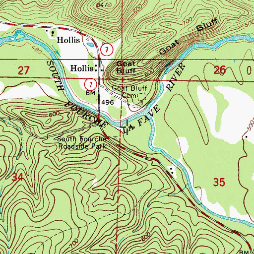 Topographic Map of South Fourche Campground, AR