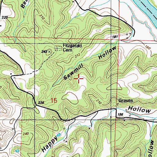 Topographic Map of Post Oak School (historical), MO