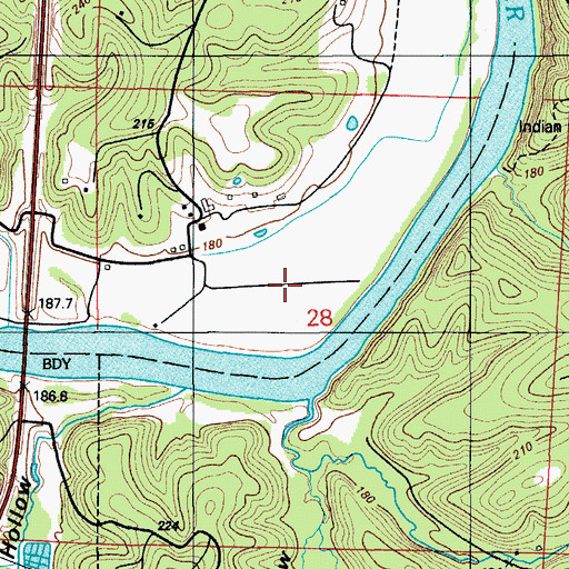 Topographic Map of Lakeside Airport (historical), MO