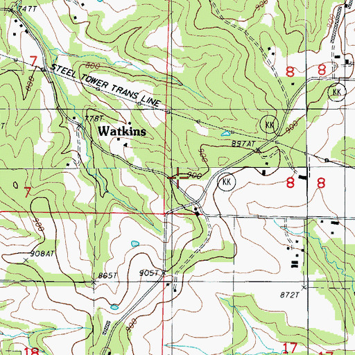 Topographic Map of Hickory Point Christian Church (historical), MO