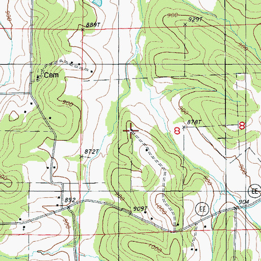 Topographic Map of Curry School (historical), MO