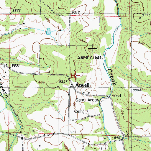 Topographic Map of Atwell School (historical), MO