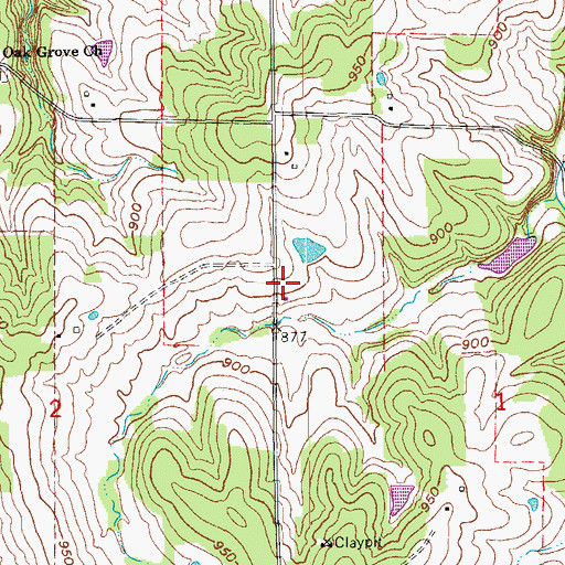 Topographic Map of Oak Grove School (historical), MO