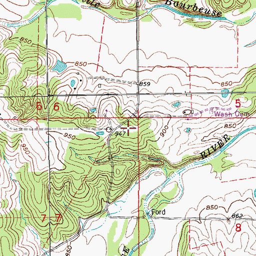 Topographic Map of Wash School (historical), MO