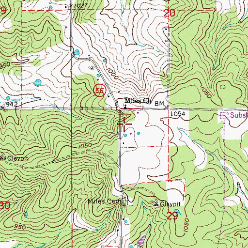 Topographic Map of Miles School (historical), MO