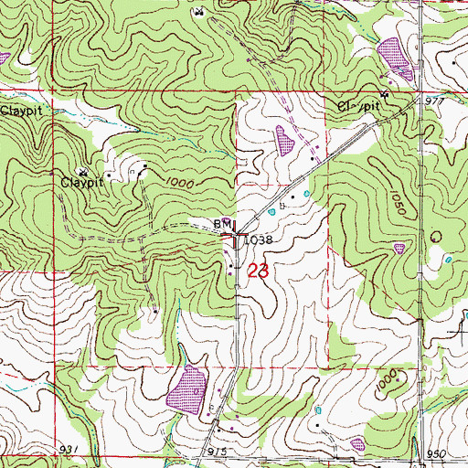 Topographic Map of Hinkle, MO