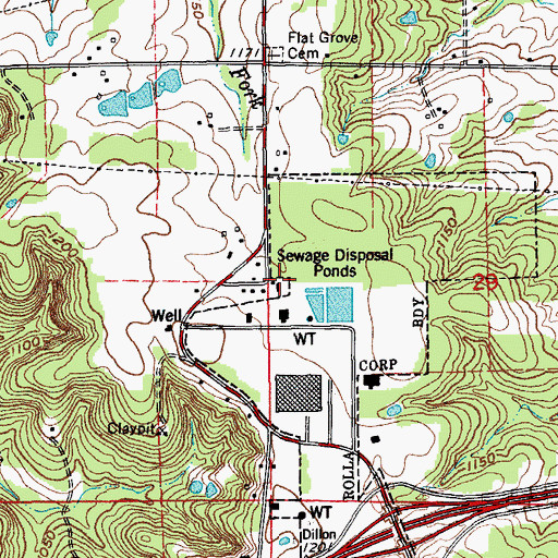 Topographic Map of Flat Grove School (historical), MO