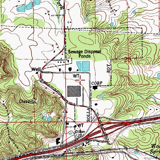 Topographic Map of US Airport (historical), MO