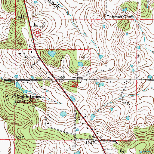Topographic Map of Fairview School (historical), MO