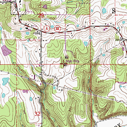 Topographic Map of James Mine, MO