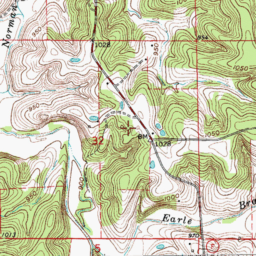 Topographic Map of De Camp Mine, MO
