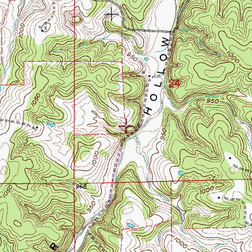 Topographic Map of Asher Hollow School (historical), MO