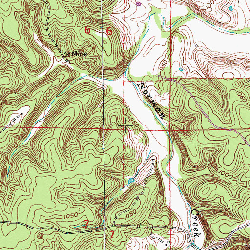 Topographic Map of Kelly Bank Mine, MO