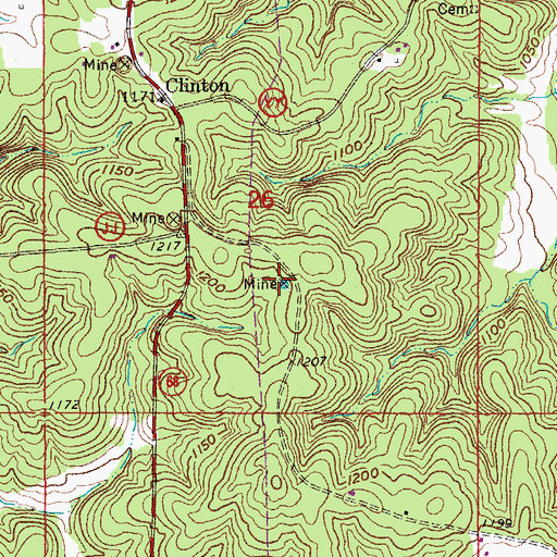 Topographic Map of Bronson Mine, MO