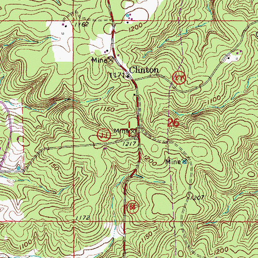 Topographic Map of Smith Mine, MO