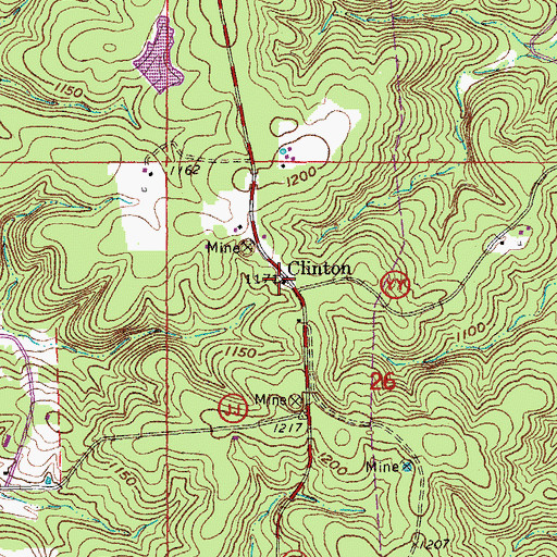 Topographic Map of Clinton Bank School (historical), MO