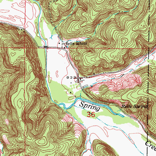 Topographic Map of Relfe (historical), MO