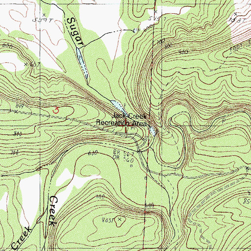Topographic Map of Jack Creek Recreation Site, AR