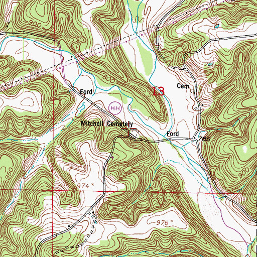 Topographic Map of Mitchell Church (historical), MO