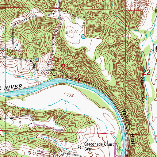 Topographic Map of Shady Rest, MO