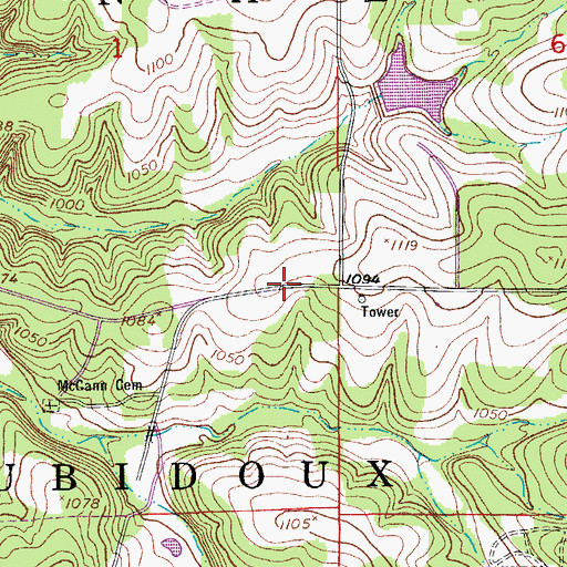 Topographic Map of Bailey (historical), MO