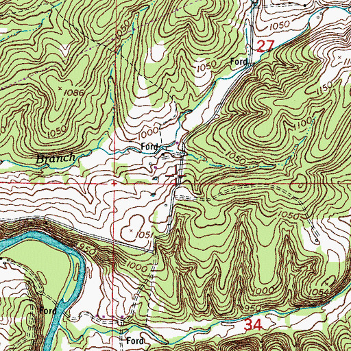 Topographic Map of Bellefonte (historical), MO