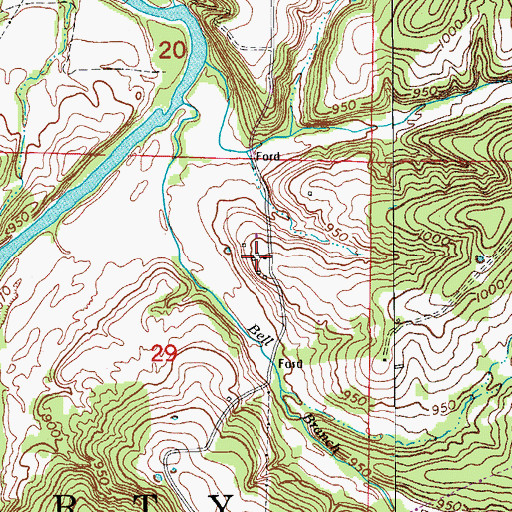 Topographic Map of Flynn (historical), MO