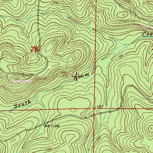 Topographic Map of Alum Creek Experimental Forest, AR
