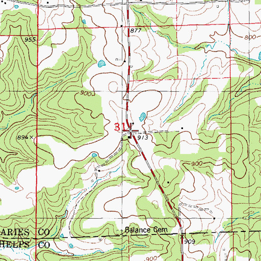 Topographic Map of Cadmus (historical), MO