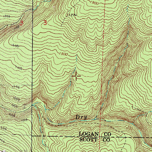 Topographic Map of Dry Creek Wilderness, AR