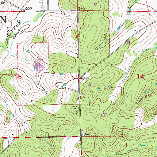 Topographic Map of Grovedale (historical), MO