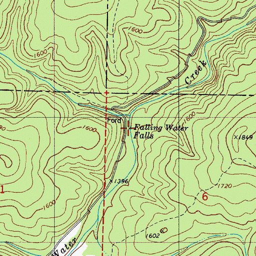 Topographic Map of Falling Water Falls, AR