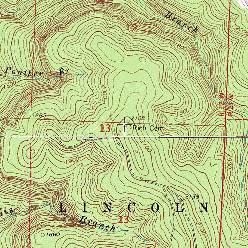 Topographic Map of Rich Cemetery, AR