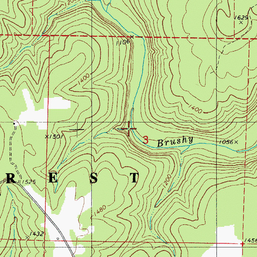 Topographic Map of North Prong Brushy Fork, AR