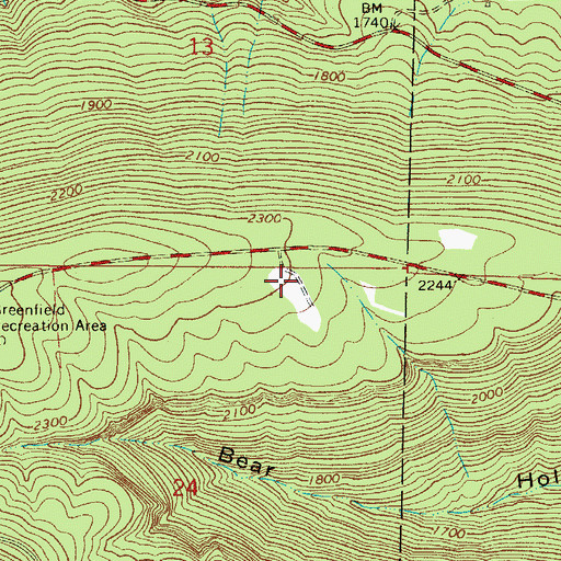 Topographic Map of Greenfield, AR