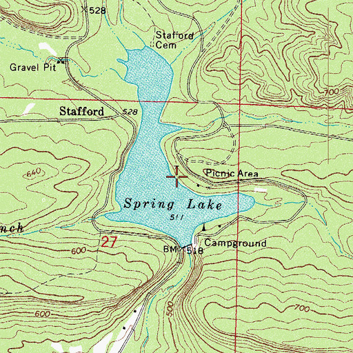 Topographic Map of Spring Lake Picnic Area, AR