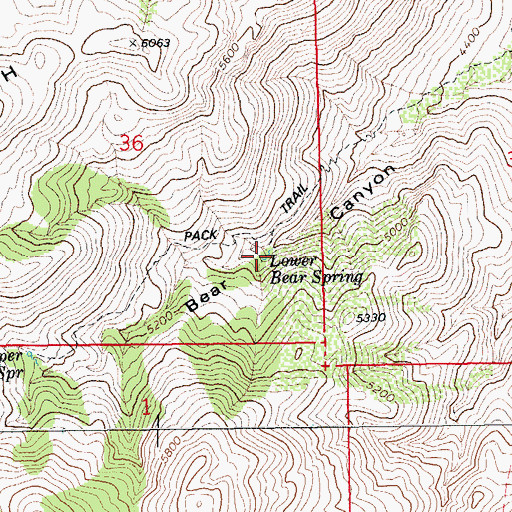 Topographic Map of Lower Bear Spring, AZ