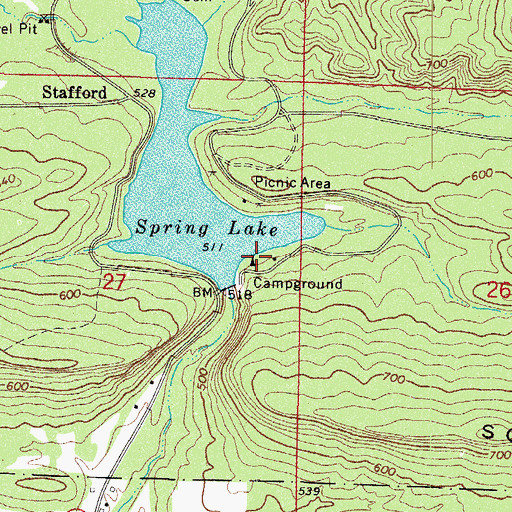 Topographic Map of Spring Lake Campground, AR