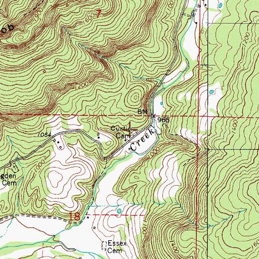 Topographic Map of Curtis Cemetery, AR