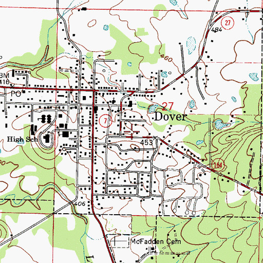 Topographic Map of Dover Work Center, AR