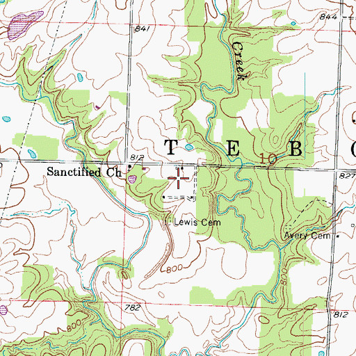 Topographic Map of Avery Settlement (historical), MO