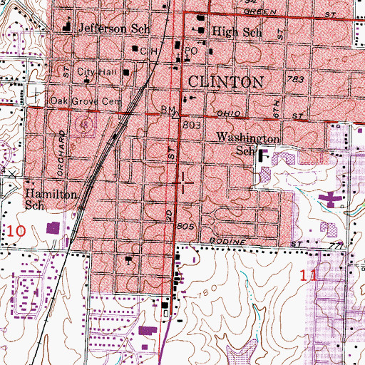 Topographic Map of Baird College (historical), MO
