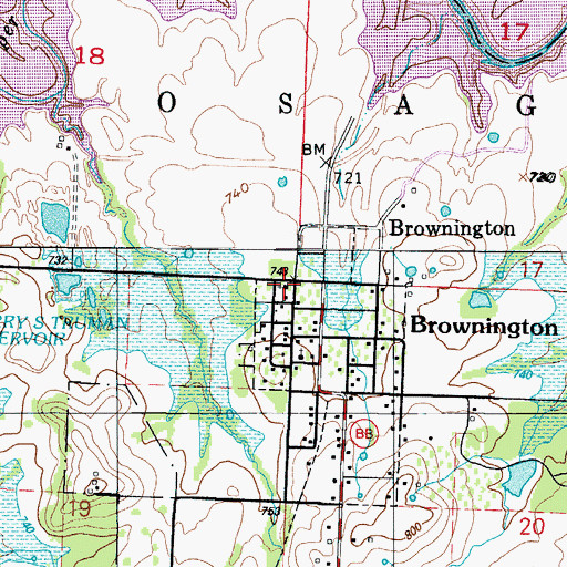 Topographic Map of Brownington Presbyterian Church (historical), MO
