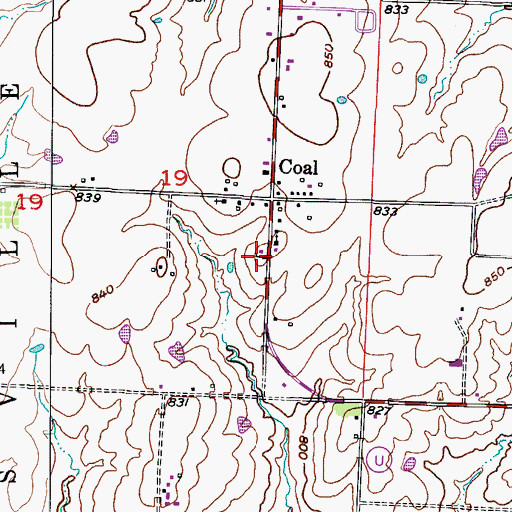 Topographic Map of Coal School (historical), MO