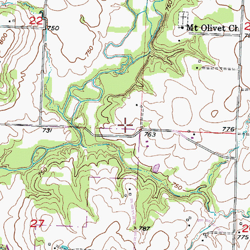 Topographic Map of Collins Mill (historical), MO