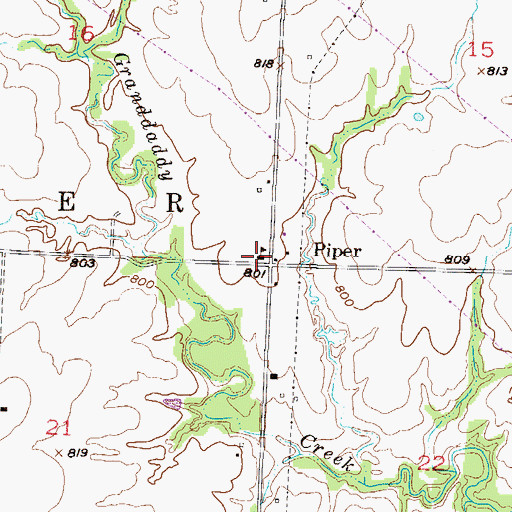 Topographic Map of Grange Hall School (historical), MO