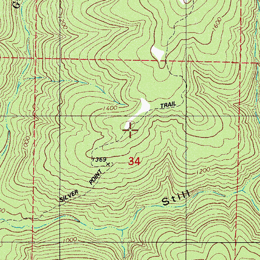 Topographic Map of Silver Point Trail, AR