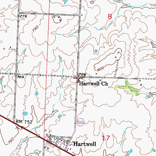 Topographic Map of Hartwell School (historical), MO