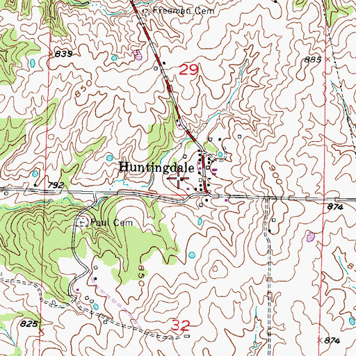 Topographic Map of Huntingdale School (historical), MO