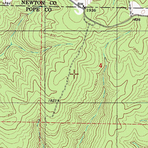 Topographic Map of Pedestal Rocks Special Interest Area, AR